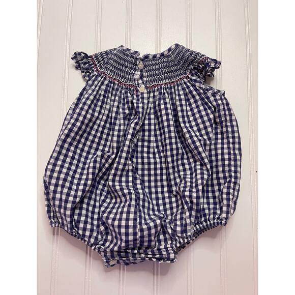 Classic Whimsy Smocked Bubble Sailboats Boutique Preppy Size Girls 6 Months - Picture 4 of 5